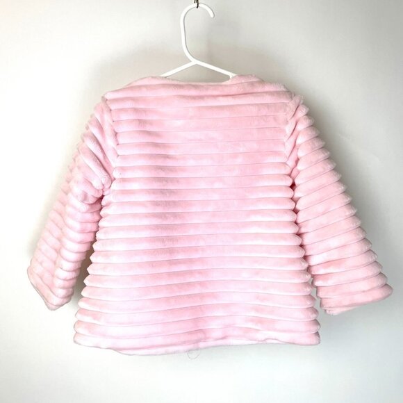 Little Me Faux Fur Jacket in Pale Pink Size 3T - Picture 2 of 4